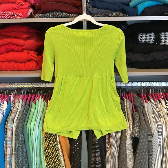 I.N.C. International Concepts green 1/2 sleeve ribbed scoop neck sweater size P - Picture 3 of 3